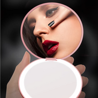 LED Portable Makeup Mirror—Pocket Magic Mirror | Compact Design & USB Rechargeable  Perfect Gift for Mom, BFF, GF, Bride & Friends! White ＆ Pink