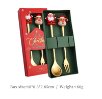 2-Psc Christmas Silverware Set | Stainless Steel Spoon & Fork | Holiday Party Favors, Gift Idea for Family & Neighbors & Friends 4-pack solar