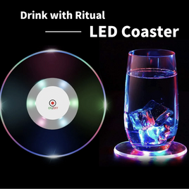 Drink with Ritual LED Coaster 7-Color Glowing 10cm Durable Acrylic Shatterproof Waterproof Reusable Tableware for Romantic Dates Birthdays & Anniversaries