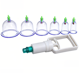Chinese Cupping Set 6 Pcs with Hand Pump for Body Relief - No Flame Needed 4-pack solar