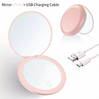 LED Portable Makeup Mirror—Pocket Magic Mirror | Compact Design & USB Rechargeable  Perfect Gift for Mom, BFF, GF, Bride & Friends! White ＆ Pink