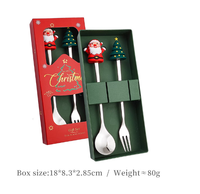 2-Psc Christmas Silverware Set | Stainless Steel Spoon & Fork | Holiday Party Favors, Gift Idea for Family & Neighbors & Friends 4-pack solar