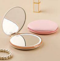 LED Portable Makeup Mirror—Pocket Magic Mirror | Compact Design & USB Rechargeable  Perfect Gift for Mom, BFF, GF, Bride & Friends! White ＆ Pink