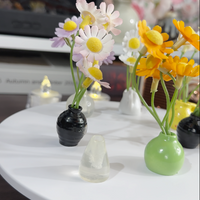 Tiny Vase Fridge Magnets - Nordic & Chinese Fusion Style, Chocolate Glaze/Cream, 8-Piece Set, Kid-Safe, Shatterproof, Ceramic-Look Resin Decor for Kitchen, Office & Gifts