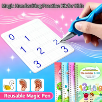 Magic Handwriting Practice Kit for Kids - 4 Reusable Number Tracing Books (0-100) with Invisible Ink Pen, Silicone Grip Trainer & 8 Refills | Educational Gift for Early Learning & Preschool Writing