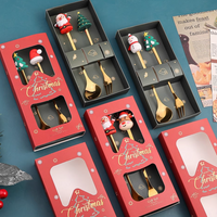 2-Psc Christmas Silverware Set | Stainless Steel Spoon & Fork | Holiday Party Favors, Gift Idea for Family & Neighbors & Friends 4-pack solar