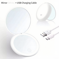 LED Portable Makeup Mirror—Pocket Magic Mirror | Compact Design & USB Rechargeable  Perfect Gift for Mom, BFF, GF, Bride & Friends! White ＆ Pink