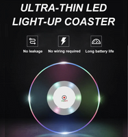 Drink with Ritual LED Coaster 7-Color Glowing 10cm Durable Acrylic Shatterproof Waterproof Reusable Tableware for Romantic Dates Birthdays & Anniversaries