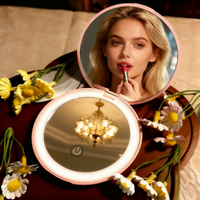 LED Portable Makeup Mirror—Pocket Magic Mirror | Compact Design & USB Rechargeable  Perfect Gift for Mom, BFF, GF, Bride & Friends! White ＆ Pink