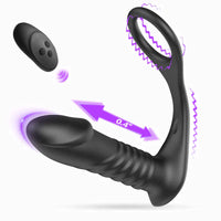 Moore - 10 Thrilling Vibration 3 Thrusting Silicone Remote Control Cock Ring Anal Vibrator