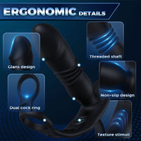 SAUL Glans 3 -Thrusting & 12 -Vibrating Cock Rings Prostate Massager