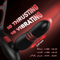 [Pre-sale] Alfred Low Noise 10 Thrusting & Vibrating Double Cock Rings Silicone Prostate Massager
