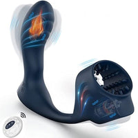Heating Vibrator Prostate Massager With Penis Sleeve Anal Butt Plug Remote Masturbation Male Cock Ring Sex Toys For Men Couple