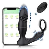 Murphy-APP/Controller & 9-Telescopic / Vibration & Penis Ring Locking Prostate Massager