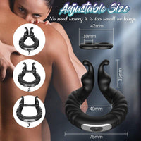 Vibrating Dual Penis Ring Dildo Vibrator Stretchy Adjustable Cock Ring