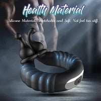 Vibrating Dual Penis Ring Dildo Vibrator Stretchy Adjustable Cock Ring